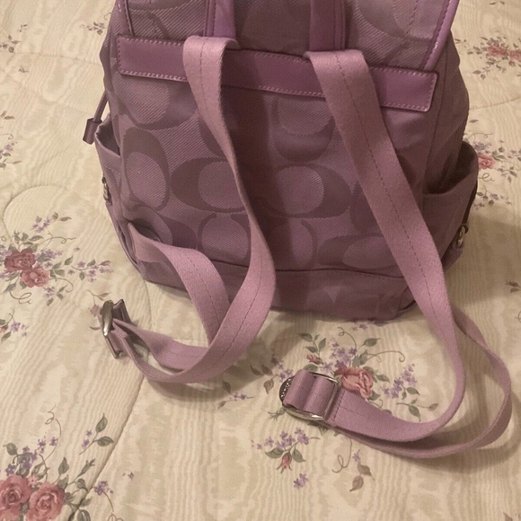 Vintage Coach Lilac/Purple Signature Jacquard Backpack Very Nice main image 11